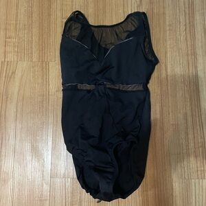 Black mesh cut out dance leotard